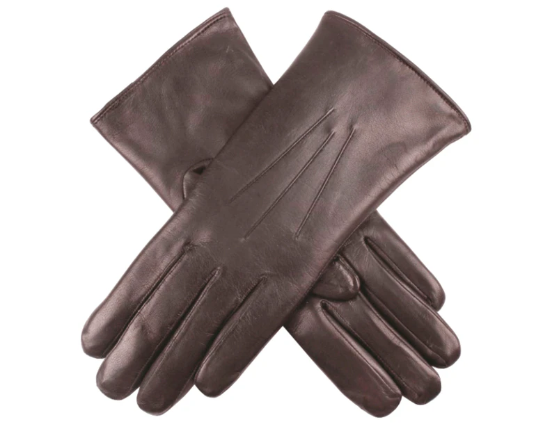 Dents Ladies Premium Kangaroo Leather Cashmere Lined Gloves - Chocolate