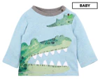 Fox & Finch Baby Boys' Crikey Alligator Tee / T-Shirt / Tshirt - Moss Strip