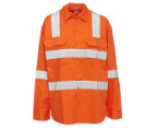 Stubbies Men's Cotton Drill Hi-Visibility Long Sleeve Shirt - Orange