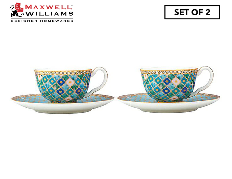 Set of 2 Maxwell & Williams 85mL Teas & C's Kasbah Demi Cup & Saucer - Mint