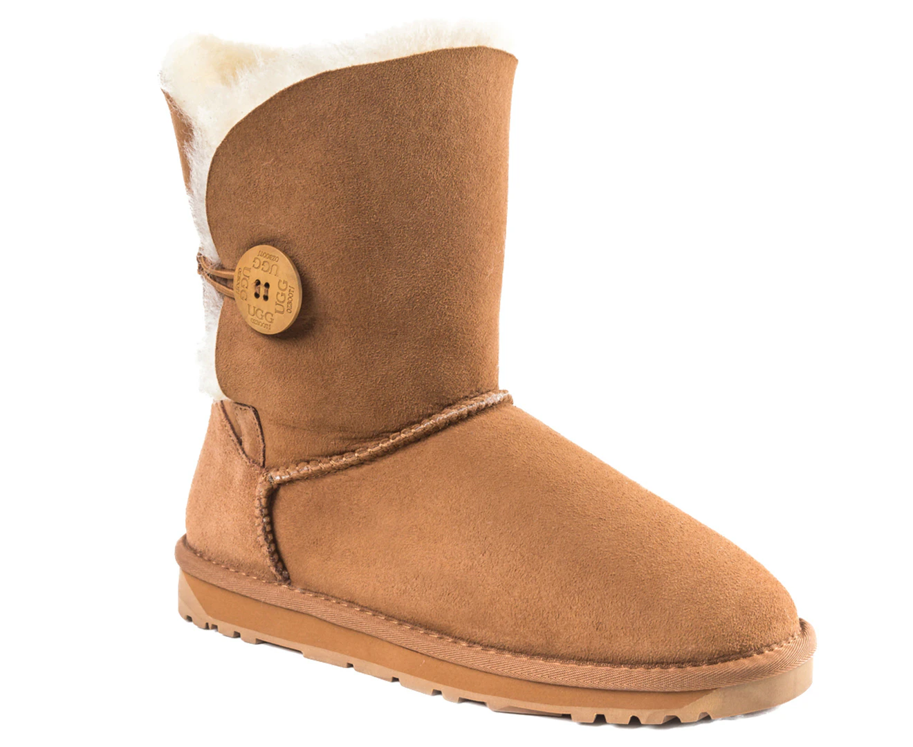 OZWEAR Connection Women's New Generation Ugg 3/4 Classic Short Button Boots - Chestnut