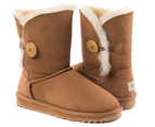 OZWEAR Connection Women's New Generation Ugg 3/4 Classic Short Button Boots - Chestnut