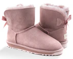 OZWEAR Connection Women's New Generation Ugg Classic Mini Bailey Bow 1 Ribbon Boots - Rosy Brown