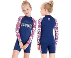 Mr Dive Girls Two Piece Rash Guard Swimsuits Sunsuit UPF 50+ Long Sleeve Swimwear-Navy