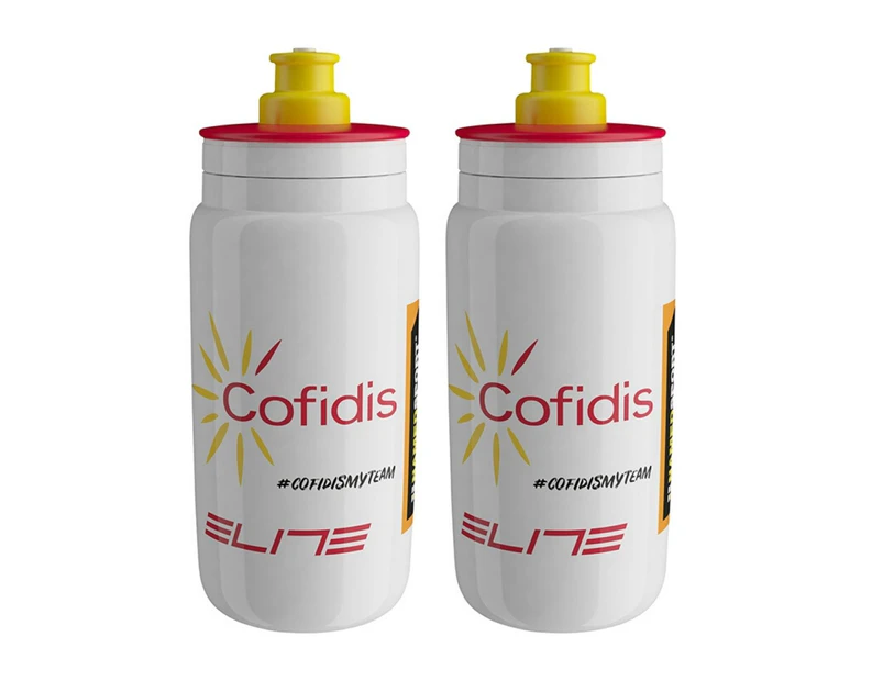 Elite Fly Team Cofidis Cycling Water Bottles – 550ml, White (2 pack)