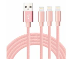 WIWU 3Packs iPhone Cable Phone Charger Nylon Braided Cable USB Cord -Pink - 3Packs 1M