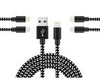 WIWU 5Packs iPhone Cable Phone Charger Nylon Braided Cable USB Cord -Black White - 1M+1M+2M+2M+3M