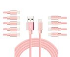 WIWU 10Packs  iPhone Cable Phone Charger Nylon Braided Cable USB Cord -Pink - 10Packs 3M