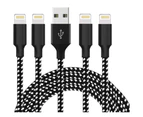 WIWU 4Packs iPhone Cable Phone Charger Nylon Braided Cable USB Cord -Black White - 1M+2M+2M+3M