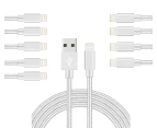 WIWU 10Packs iPhone Cable Phone Charger Nylon Braided Cable USB Cord Silver - 10Packs 1M