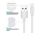 WIWU 3Packs iPhone Cable Phone Charger Nylon Braided Cable USB Cord Silver - 1M+2M+3M