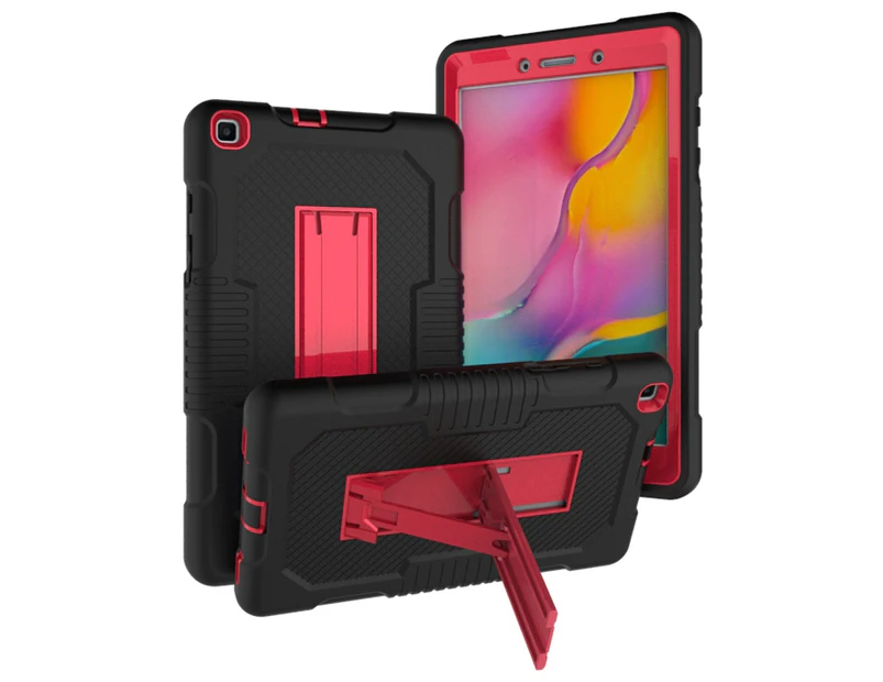 WIWU B2 Robot Tablet Case Rugged Heavy Duty Shockproof Stand Cover For Samsung Tab 8.4inch T307 2020-Black&Red