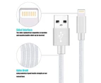 WIWU 10Packs iPhone Cable Phone Charger Nylon Braided Cable USB Cord Silver - 10Packs 2M
