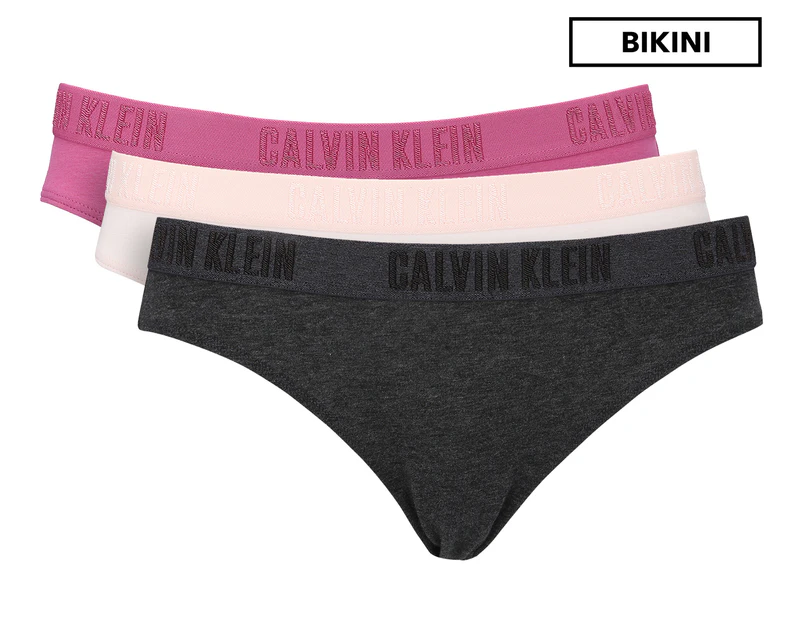 Calvin Klein Women's Cheeky Bikini Briefs 3-Pack - Charcoal Heather/Nymph's Thigh/Red Violet