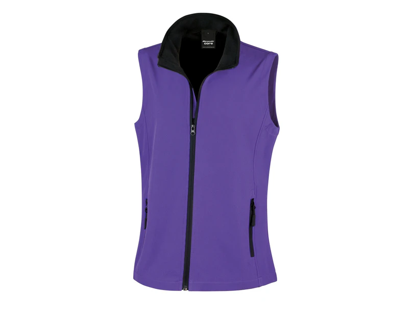 Result Core Womens Printable Softshell Bodywarmer (Purple / Black) - RW3698