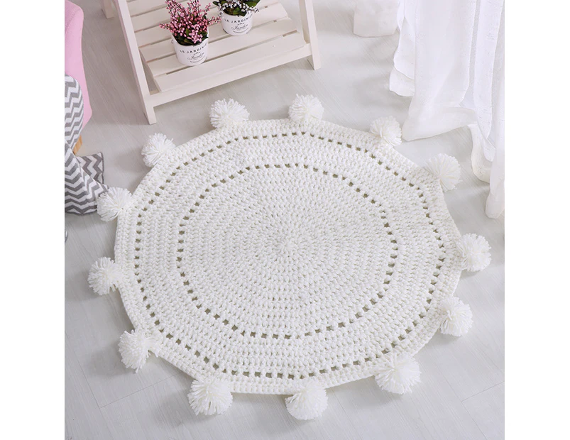 80*80cm Knitted Play Mat - White