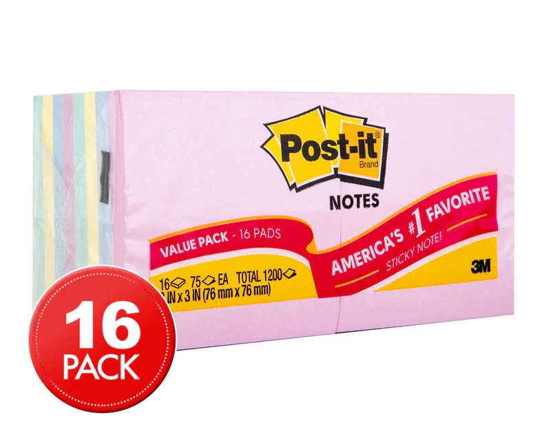 3M Post-It Notes 16-Pack - Assorted