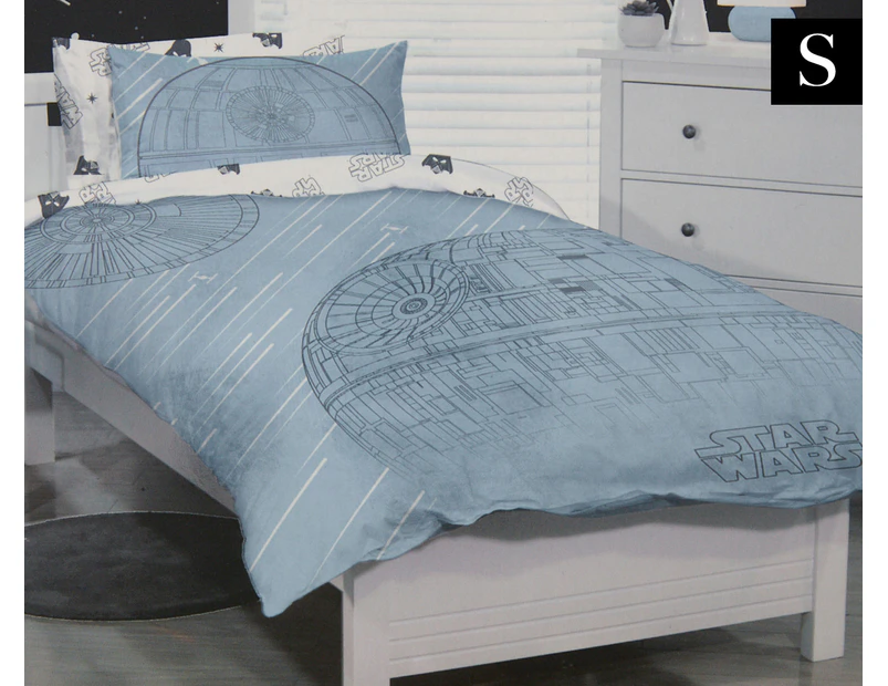 Star Wars Death Star Single Bed Quilt Cover Set - Blue