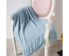 130*200cm Cozy Decorative Knit Woven  Throw Blanket - Blue