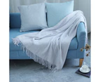 130*170cm Cozy Decorative Knit Woven  Throw Blanket - Grey