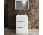 ELEGANT Bathroom Vanity Basin Cabinet Freestanding 2 Drawer White 600x450x850mm