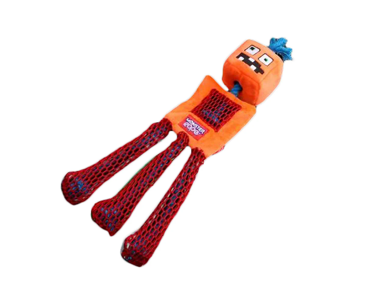 GiGwi Monster Rope Plush Squeaker Dog Toy Orange Medium Large