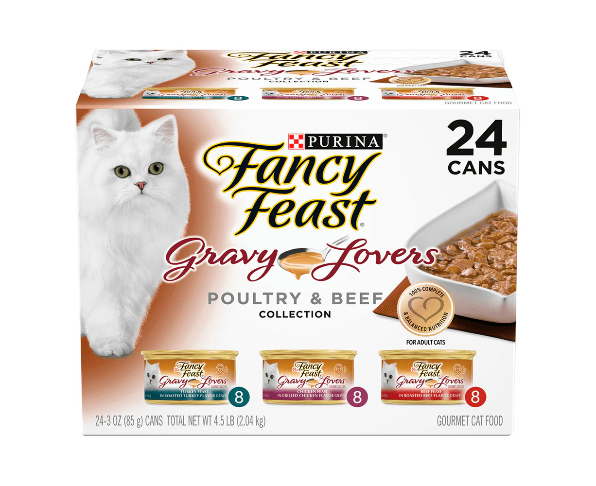 Fancy Feast Wet Cat Food Gravy Lovers Poultry & Beef Variety Pack 24 x 85g