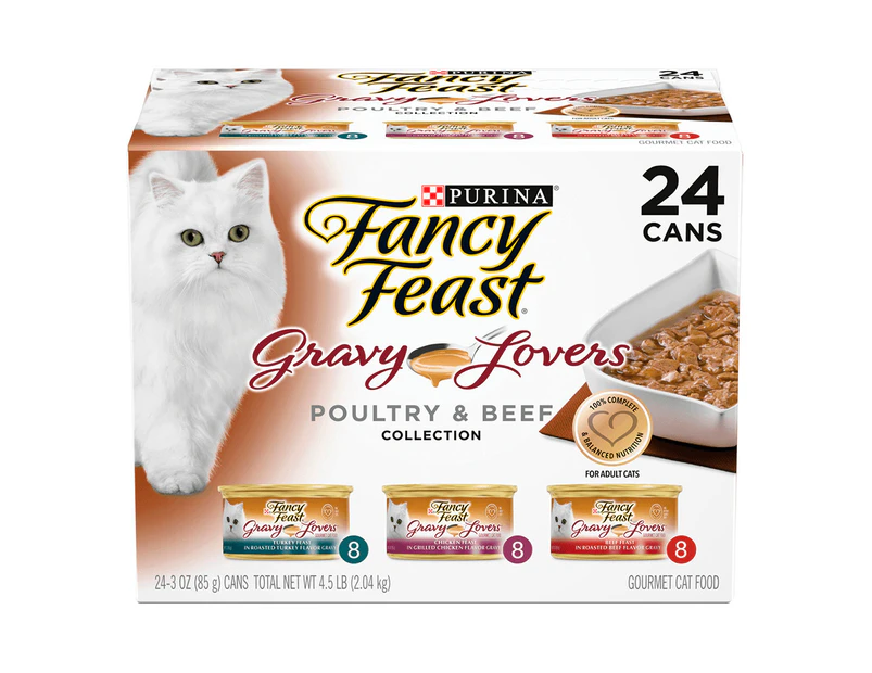 Fancy Feast Wet Cat Food Gravy Lovers Poultry & Beef Variety Pack 24 x 85g
