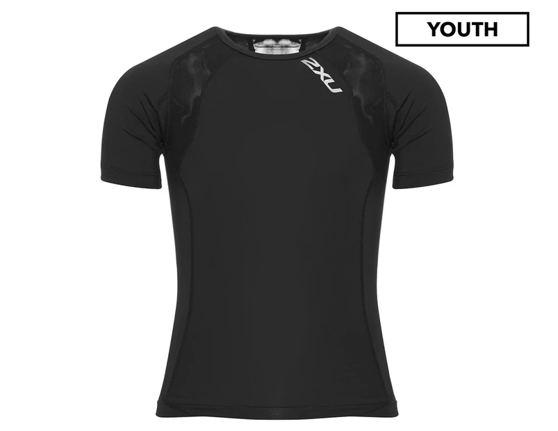 2XU Youth Unisex Compression Short Sleeve Top - Black
