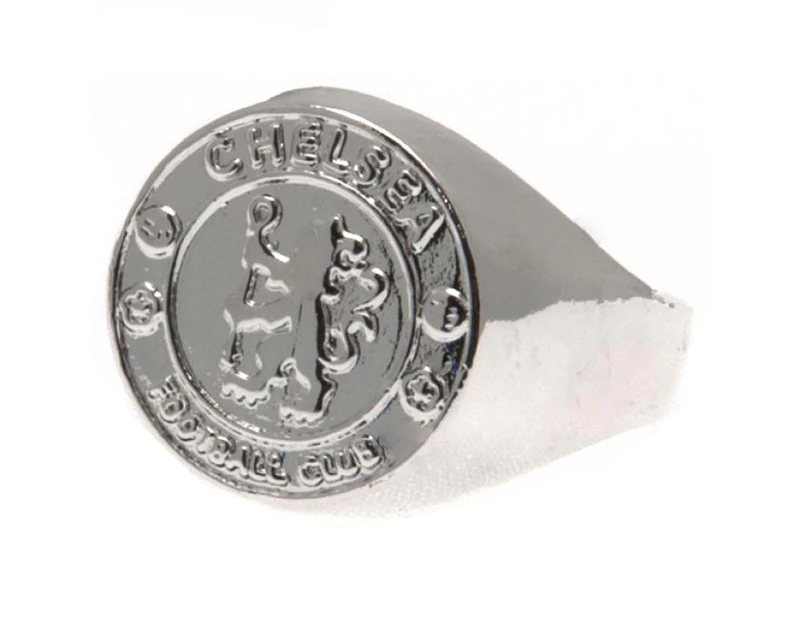 Chelsea FC Silver Plated Small Crest Ring (Silver) - TA2039