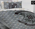 Harry Potter Hogwarts Queen Bed Quilt Cover Set - Grey