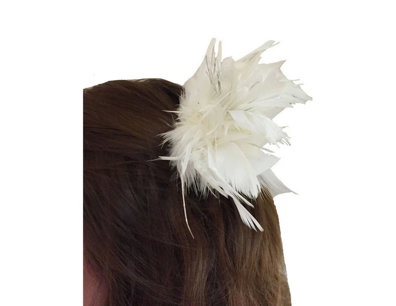 Bristol Novelty Feather Hair Clip (White) - BN2925