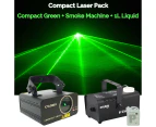CR Laser Compact Green 100mW Laser Disco Light Party Set come with 400W Smoke Machine and 1L Liquid