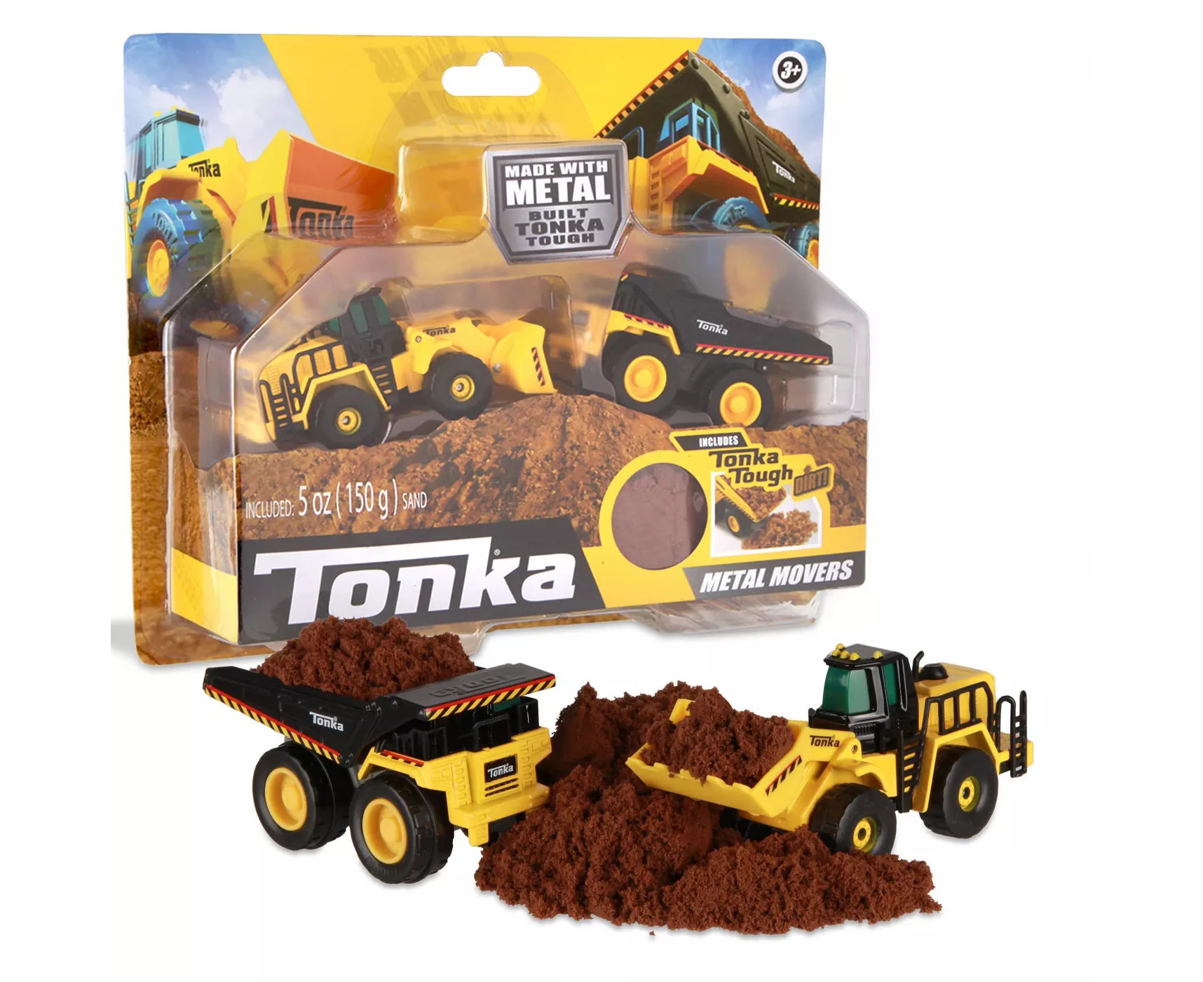 Tonka Metal Movers Front Loader and Mighty Dump Truck + Tonka Dirt