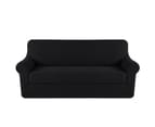 2 Pieces High Stretch Sofa Cover 1 2 3 4 Seater Easy Fit Lounge Couch Super Quality Slipcovers - Black - Black 1