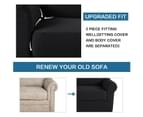 2 Pieces High Stretch Sofa Cover 1 2 3 4 Seater Easy Fit Lounge Couch Super Quality Slipcovers - Black - Black 3