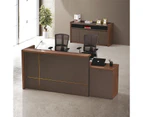 TROY 180cm Walnut & Grey Reception Desk Right Panel