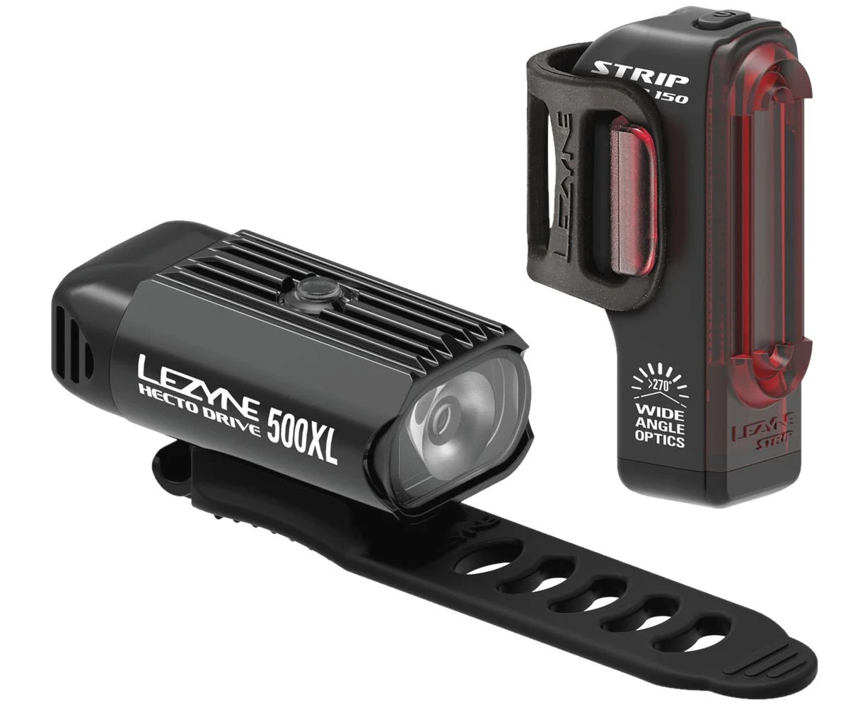 Lezyne Hecto Drive 500XL/Strip Drive 150 USB LED Light Set Black