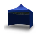 3x3m Pop Up Gazebo Outdoor Tent Folding Marquee Party Camping Market Canopy w/ Side Wall - blue