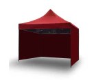 3x3m Pop Up Gazebo Outdoor Tent Folding Marquee Party Camping Market Canopy w/ Side Wall - red