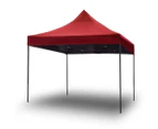 3x3m Pop Up Gazebo Outdoor Tent Folding Marquee Party Camping Market Canopy w/ Side Wall - red