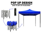 3x3m Pop Up Gazebo Outdoor Tent Folding Marquee Party Camping Market Canopy w/ Side Wall - blue