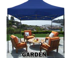 3x3m Pop Up Gazebo Outdoor Tent Folding Marquee Party Camping Market Canopy w/ Side Wall - blue