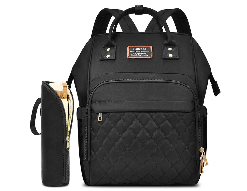 Lokass Baby Diaper Bag Backpack - Dark Black