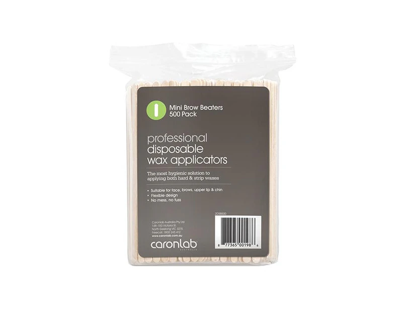 Caronlab Disposable Mini Wooden Spatula Brow Beaters 500 Pack Wax Waxing Sticks