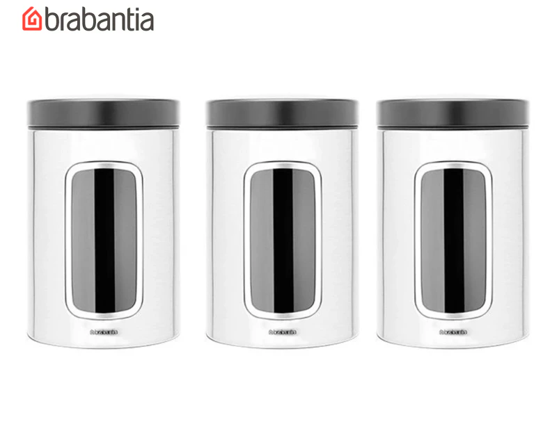 Brabantia 3-Piece Window Canister Set - Steel/Black