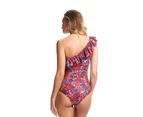 Soon Maternity - One-Shoulder Frill Swimsuit - Red Westlife