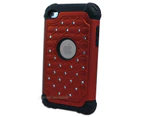 Diamante Tough Impact Case for Apple iPod Touch 4 4th Gen - Red