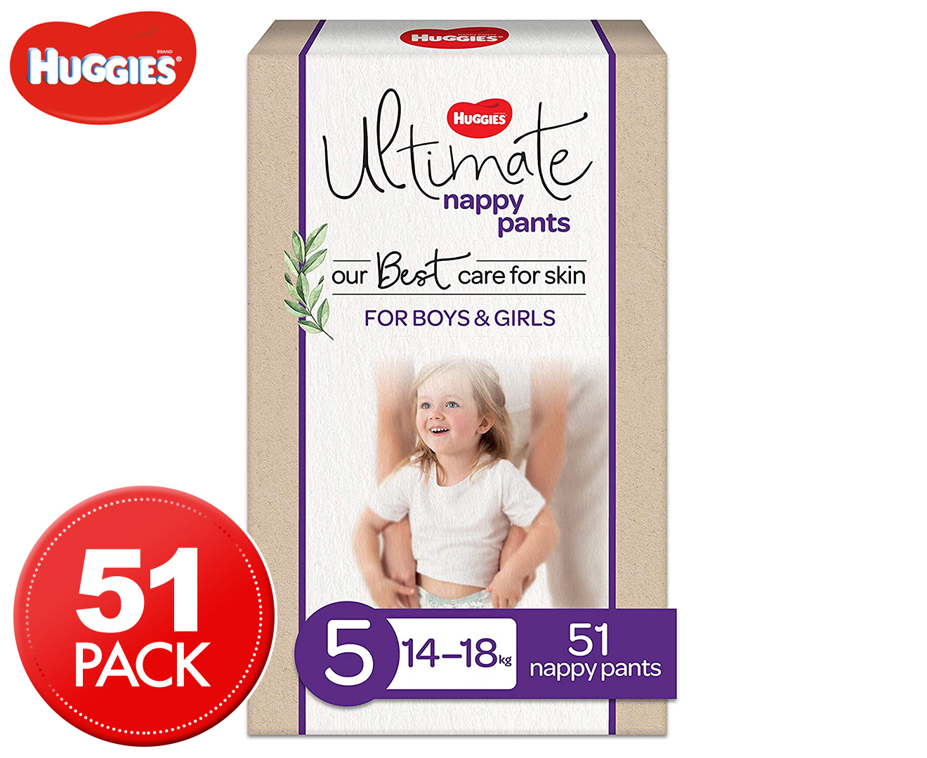 Huggies Ultimate Size 5 1418kg Nappy Pants Jumbo 51pk Catch.co.nz