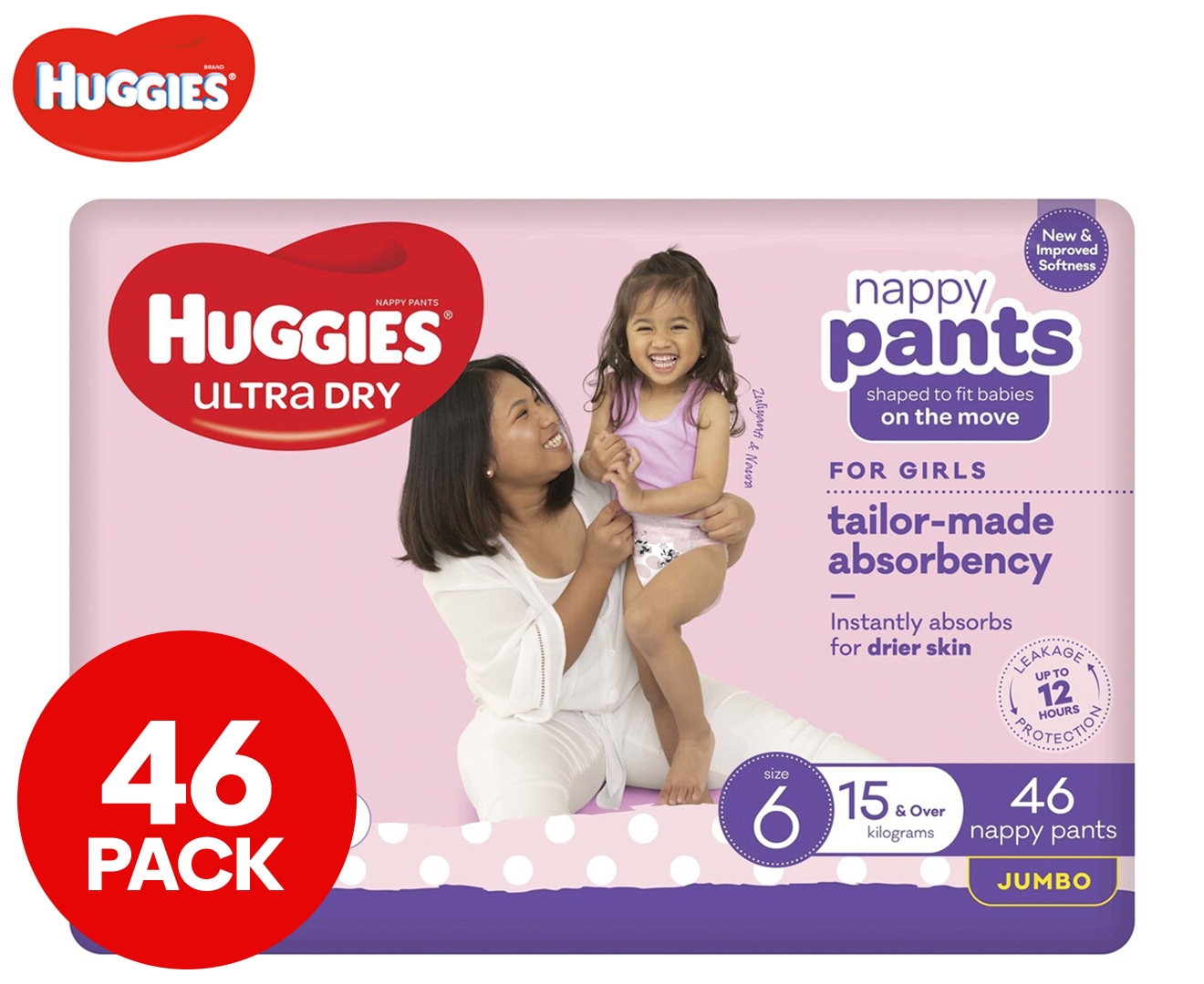 Buy Huggies Ultra Dry Nappy Pants Girls Size 5 (12-17kg) online at